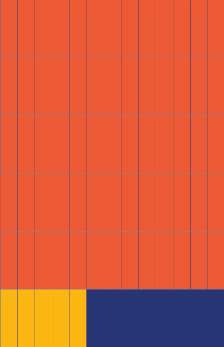 A color block grid for the VA rebrand, showing how the grid structure can be used with grid lines