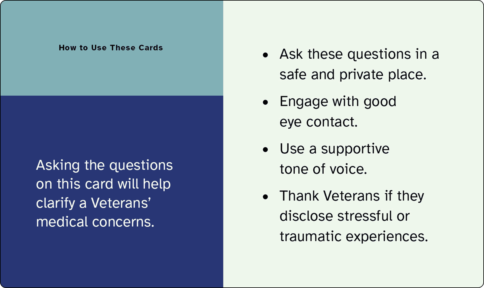 An example of a messaging card for the VA Rebrand
