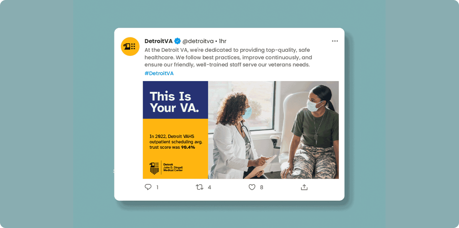 An example of a post made on Facebook from the VA using their new branding