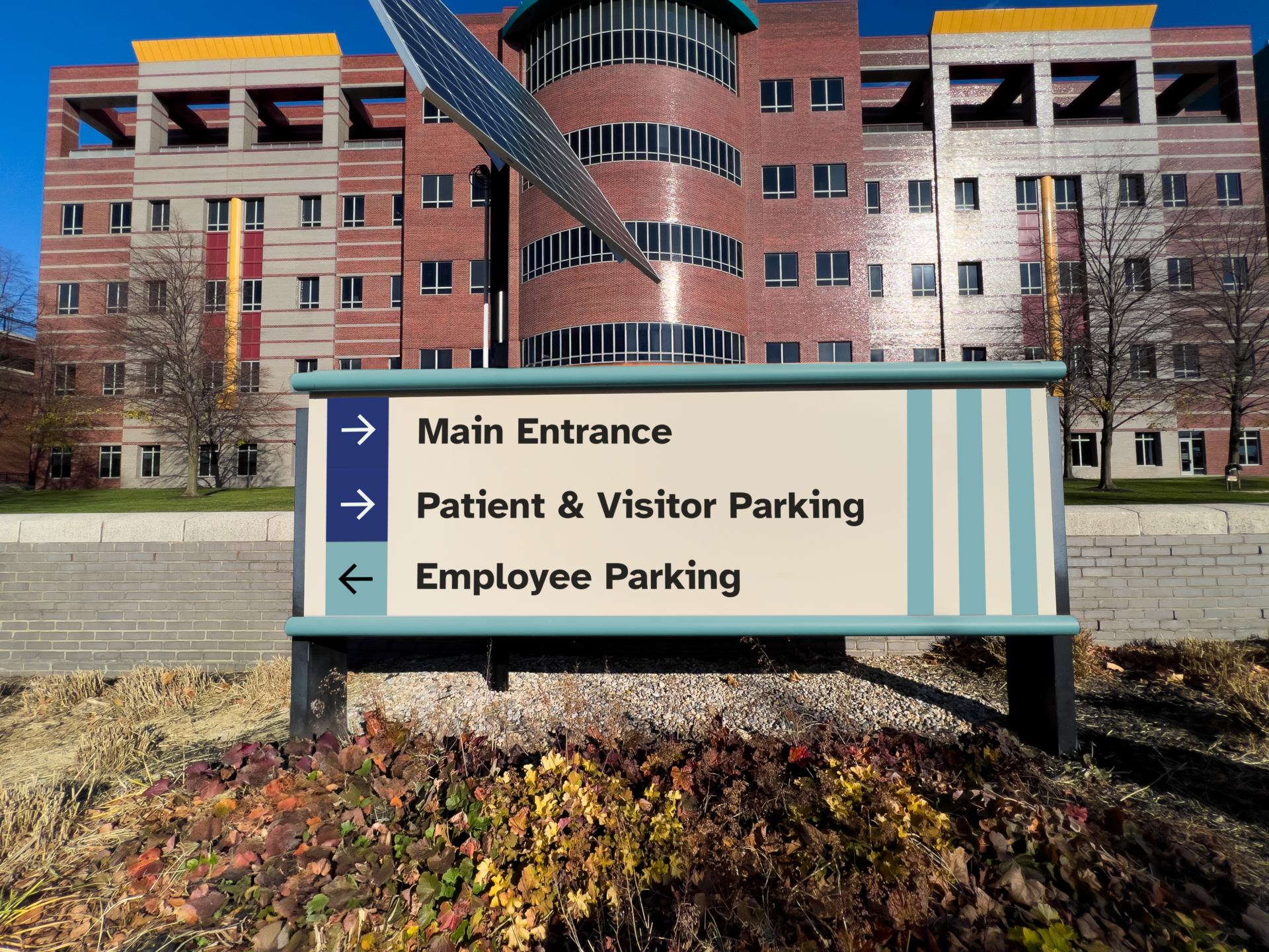 An image of a sign outside of a building using the new VA branding