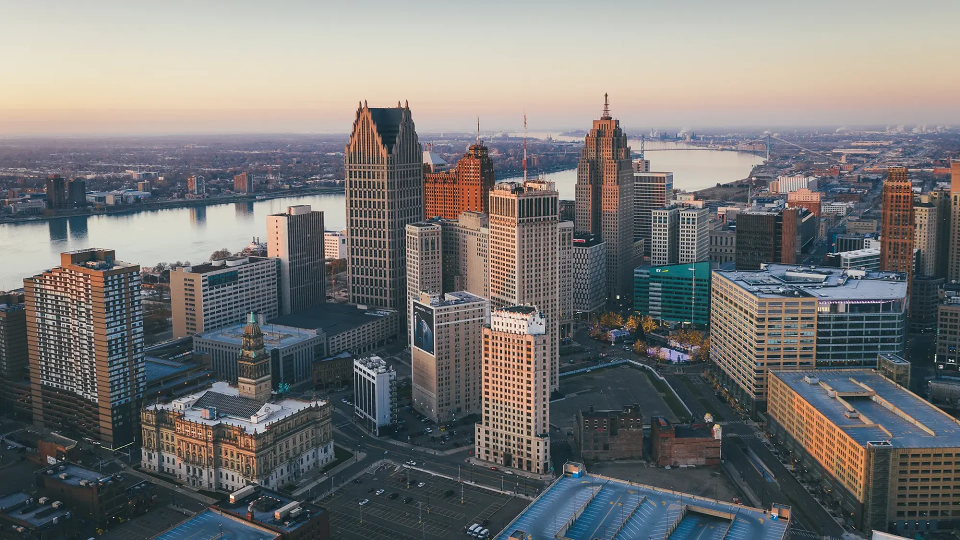 A birdseye view of the city of Detroit