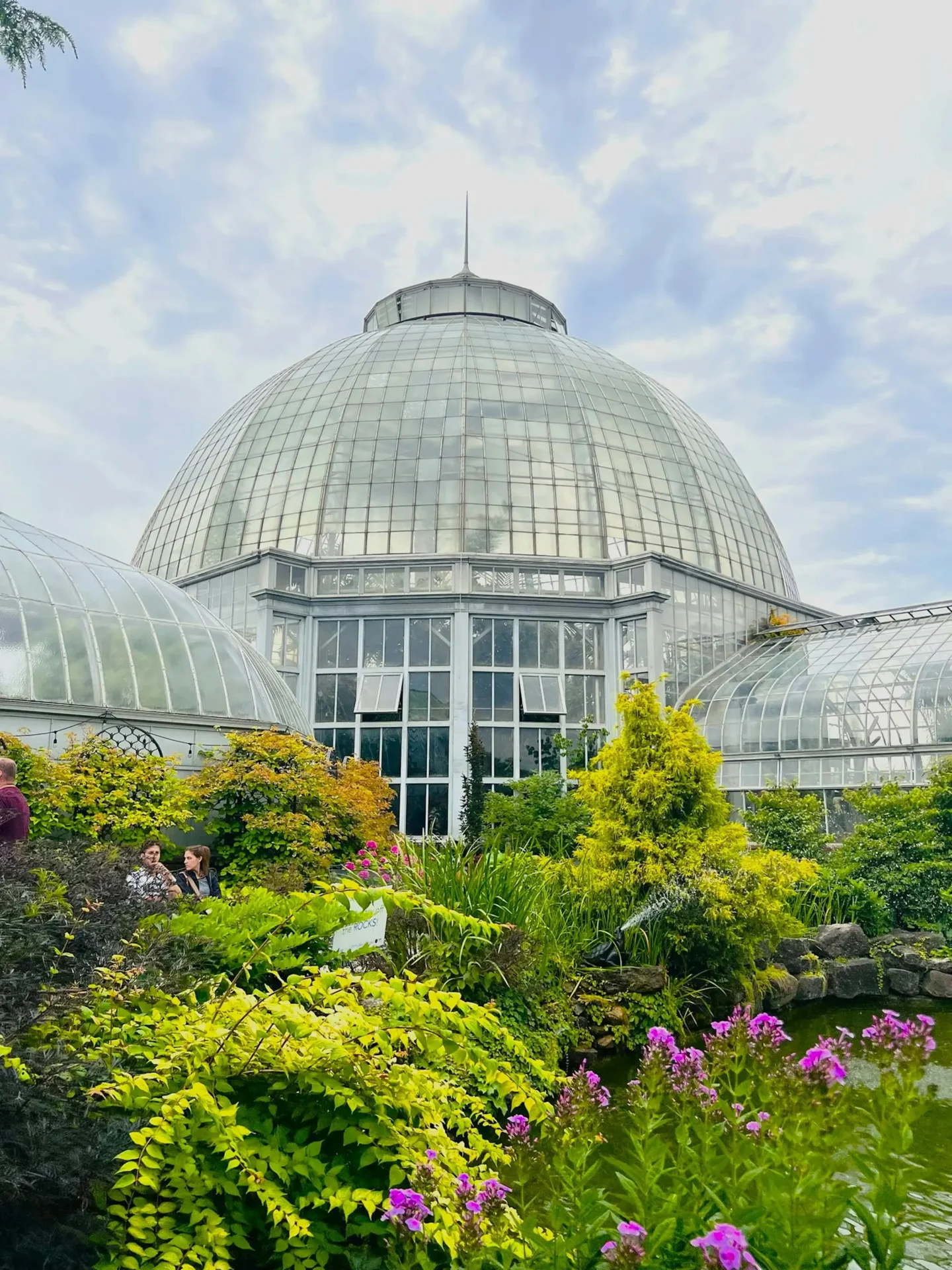 A close up of the glass dome of the conservatory on Belle Isle