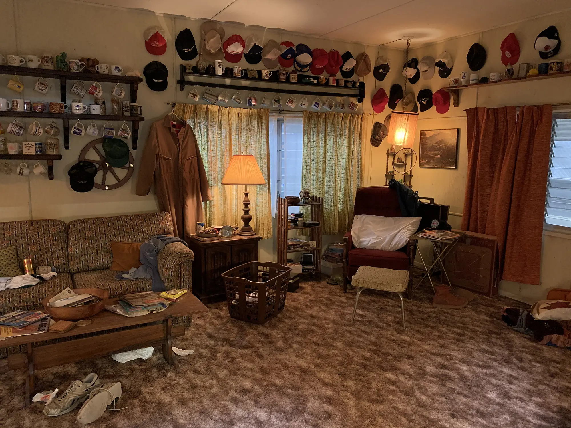 An 80's-esque themed living room for the show Stranger Things
