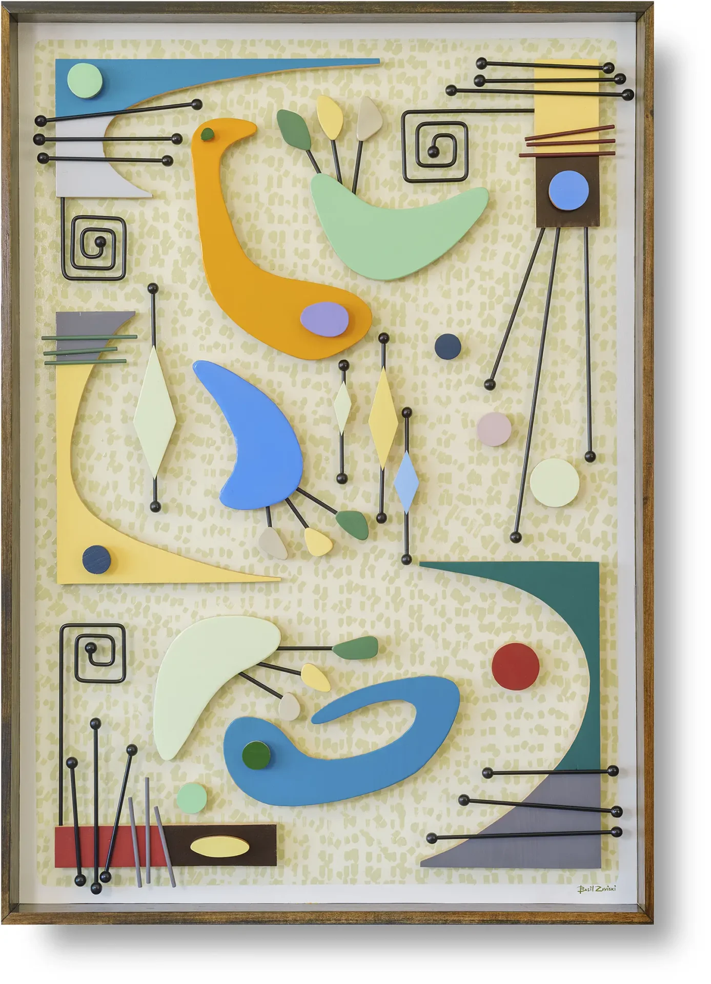 Mid-century modern inspired wall relief.
