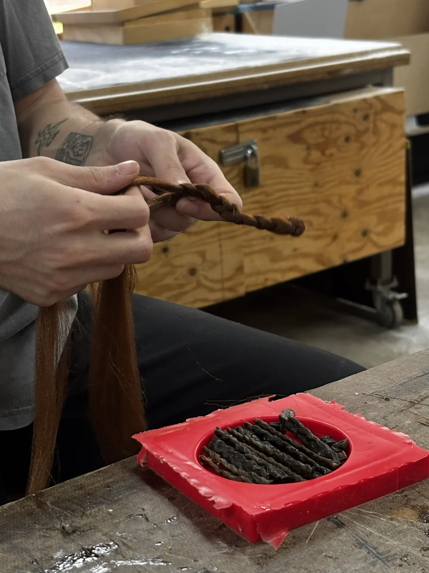 Weaving exploring with acrylic hair