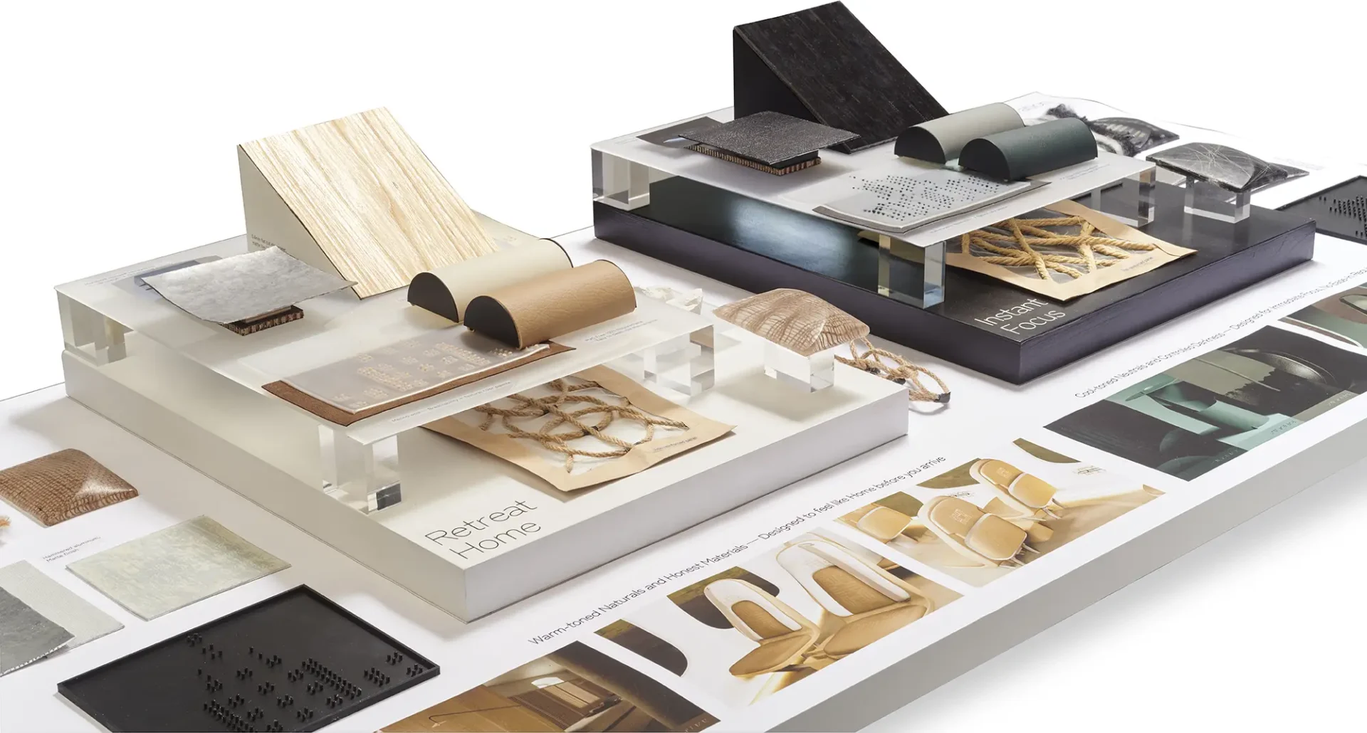 CMF tray for Final Project including samples and imagery to support two CMF strategies for EVTOL