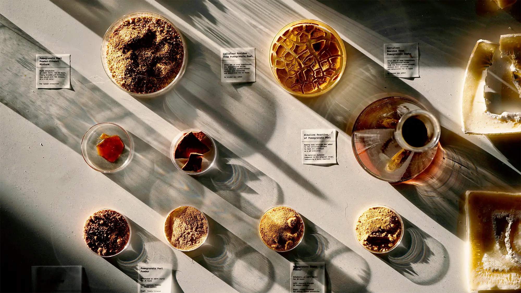 Biodesign project, packaging made from local food waste streams