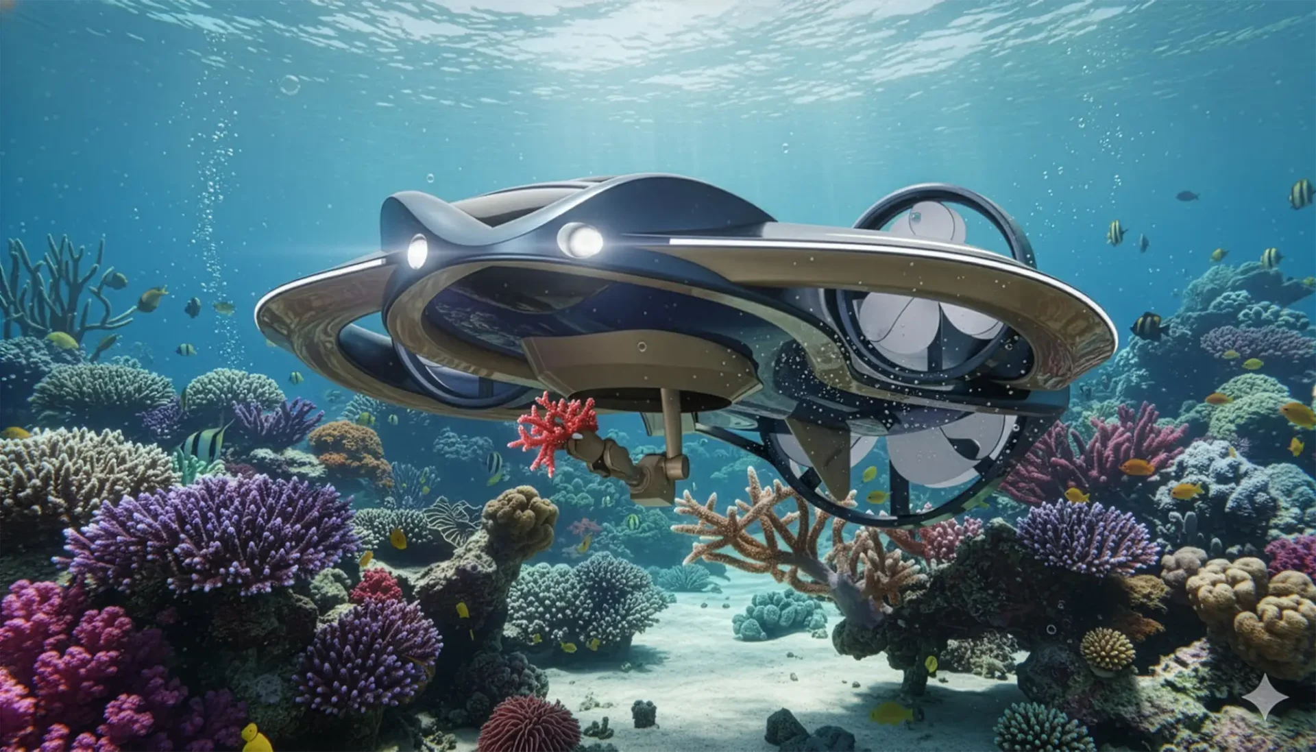 Underwater Drone set in coral reef