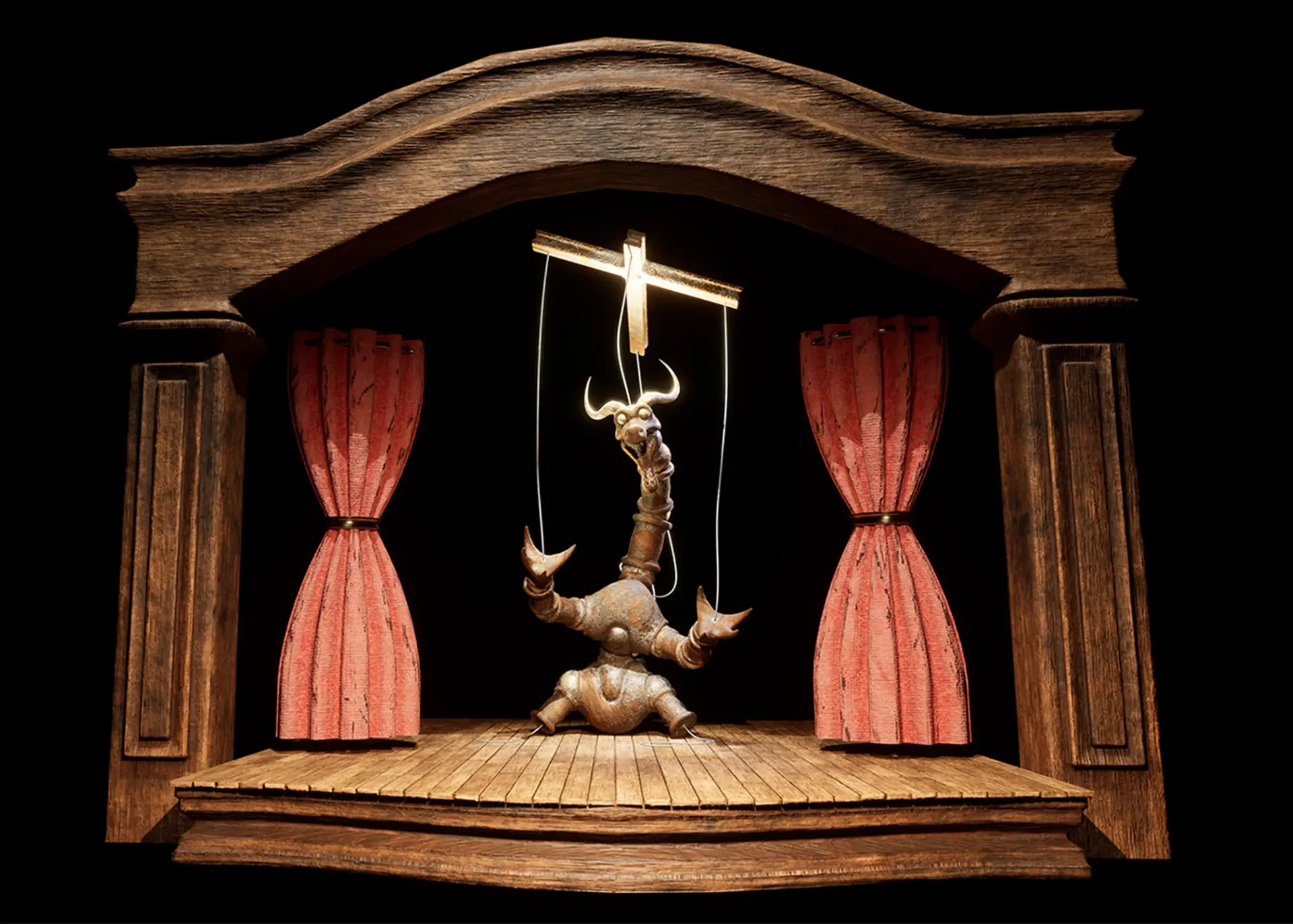 Dragon Puppet in a stage 3D Modeled