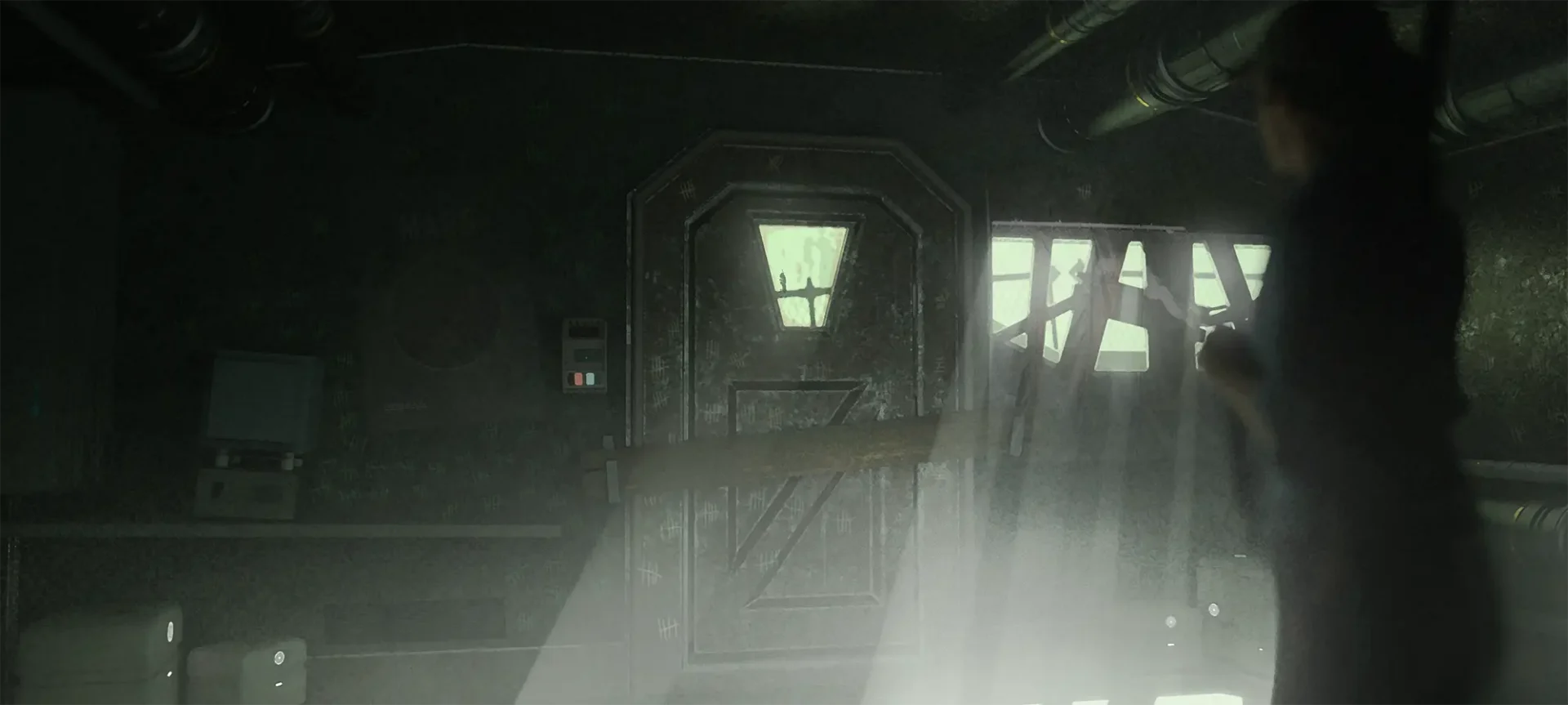 Person locked in a room on a planet that is not earth with the door boarded shut.