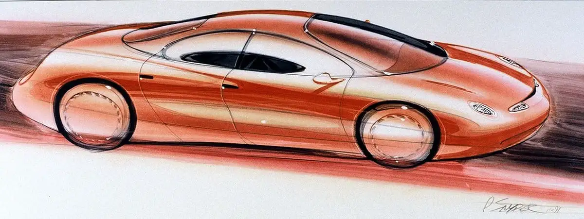 A car sketch/rendering