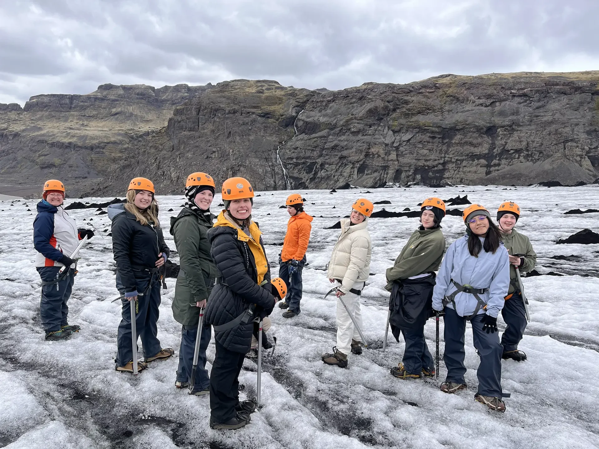Students studying glaciers in Iceland.