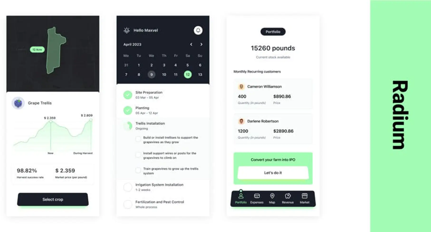 Radium screens for Farmacy app