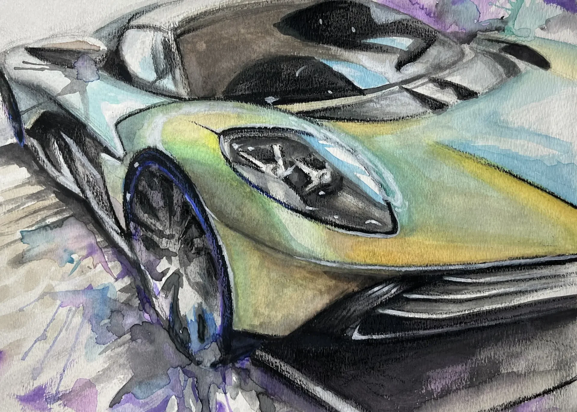 A colored illustration of a car