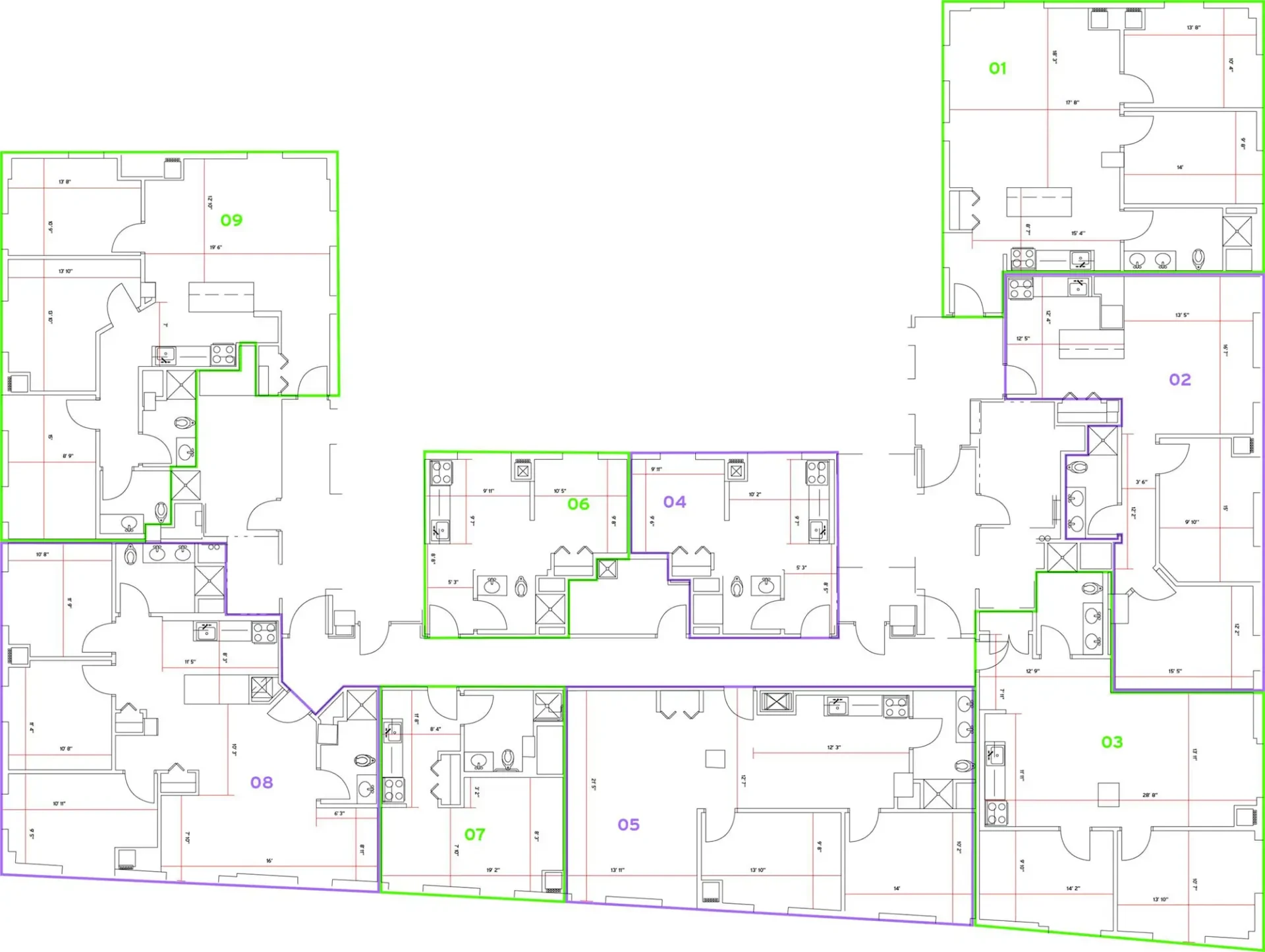 A floor plan for the Art Center dorms