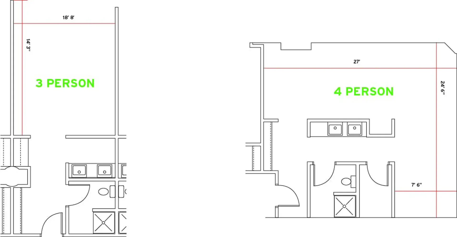 A floor plan for the Taubman Center dorms