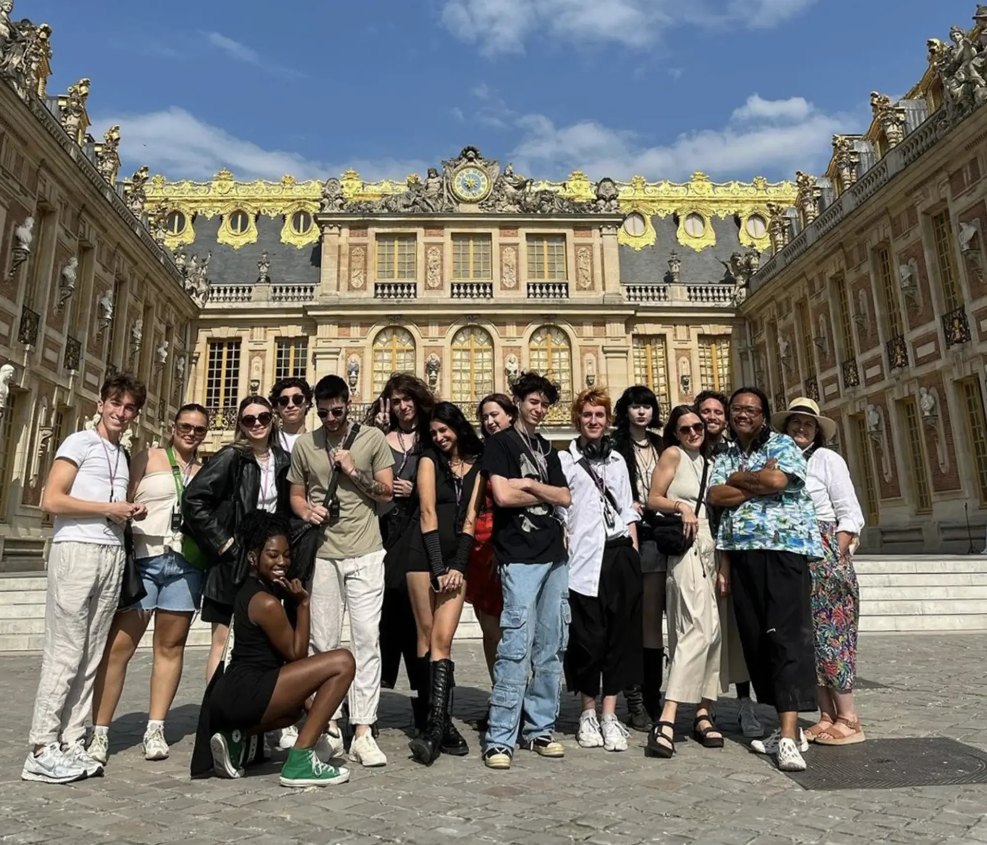 Students in another country studying abroad.