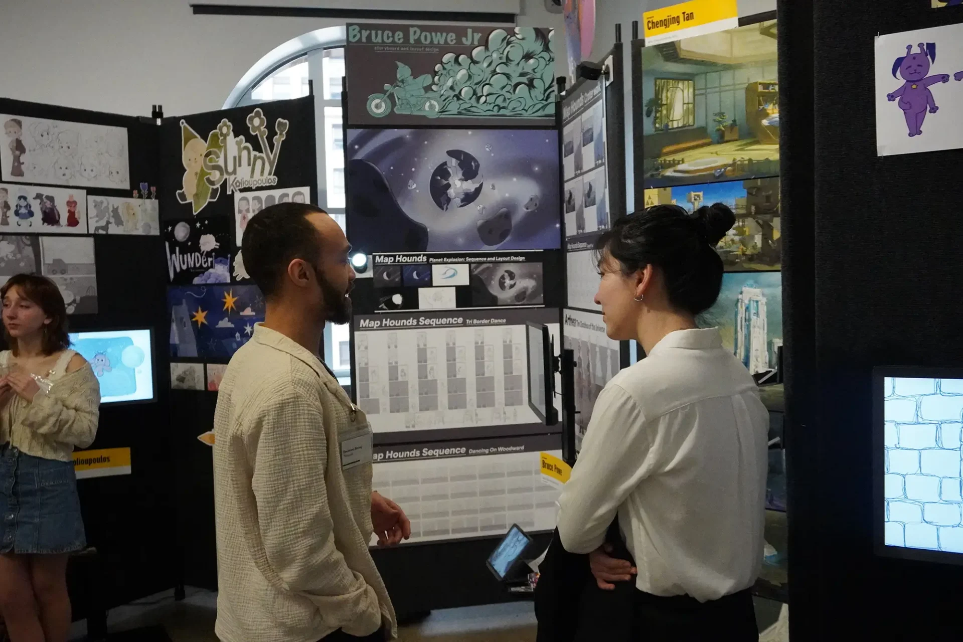 Transfer student talking with another person.