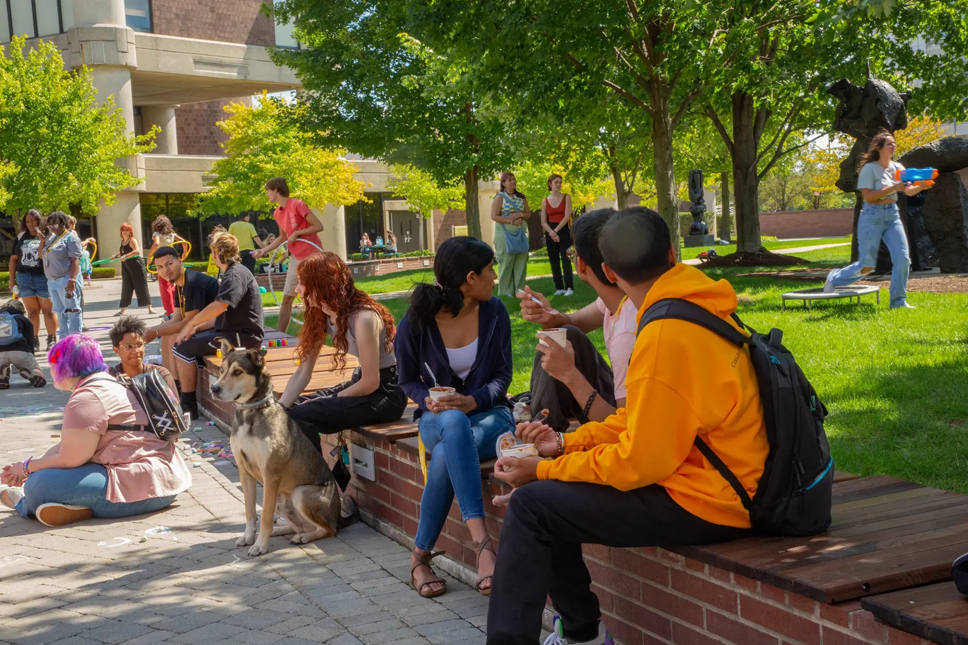 Several students on CCS's campus.