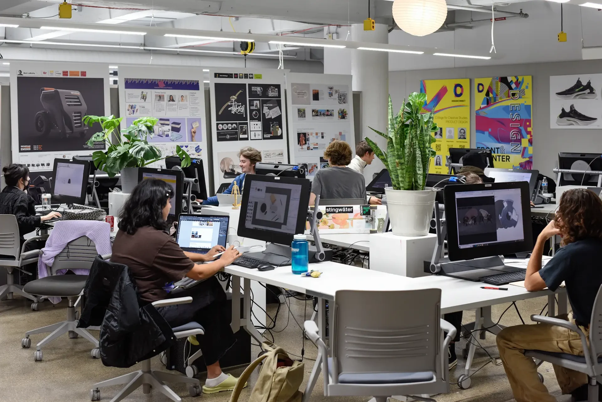 Students working in a shared studio space.