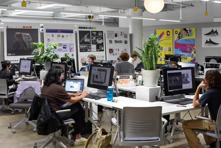 Students working in a shared studio space.