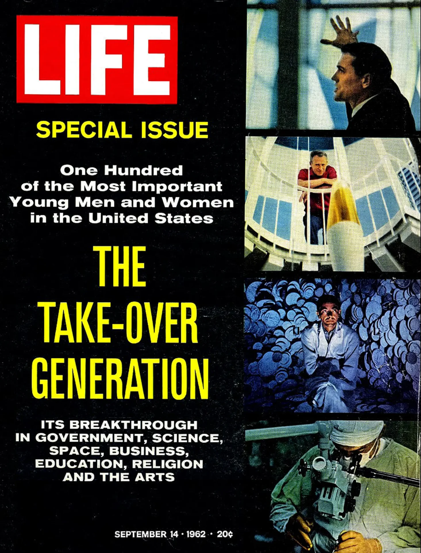 A LIFE magazine cover, showing multiple images