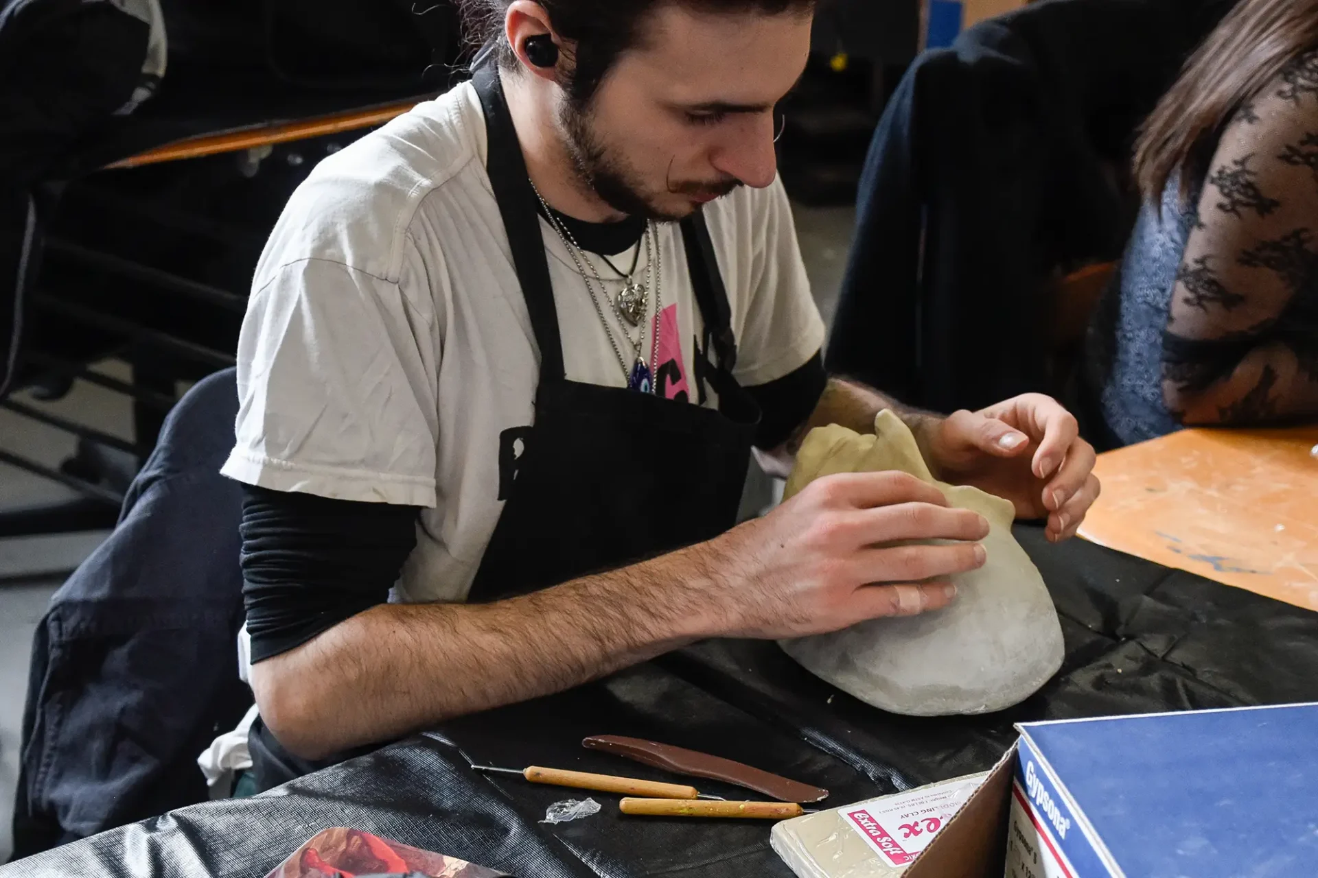 Student working on Special FX makeup.