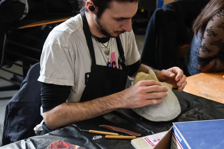 Student working on Special FX makeup.