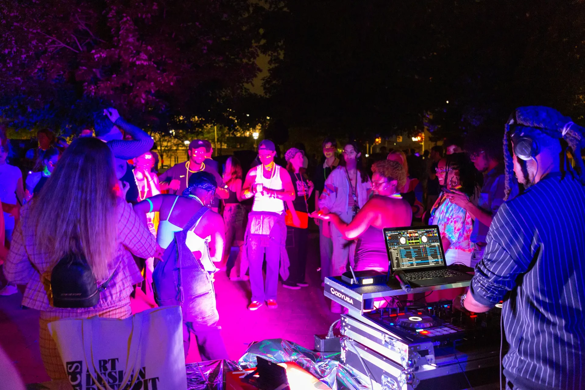 Students celebrating at the Ford campus dance party.
