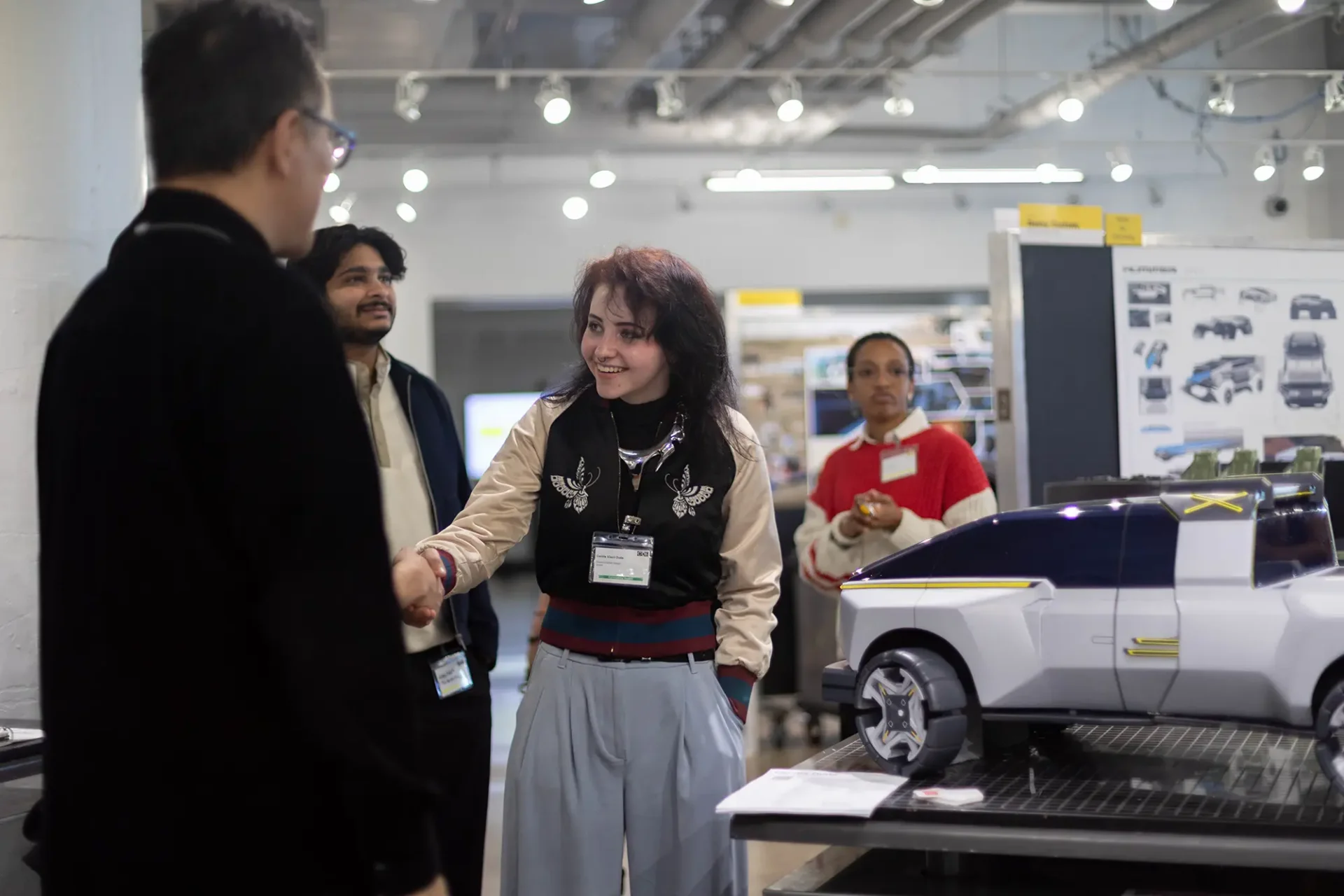 Student meeting an industry professional at a CCS Industry Day event.