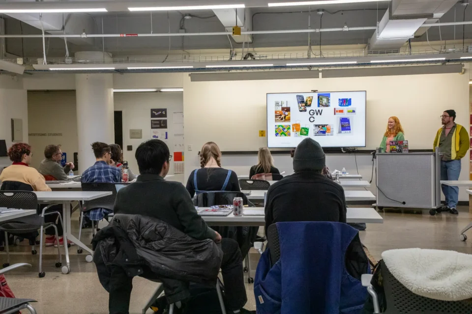 Communication Design & Strategy students present their ideas to Gardner-White as part of a sponsored project.