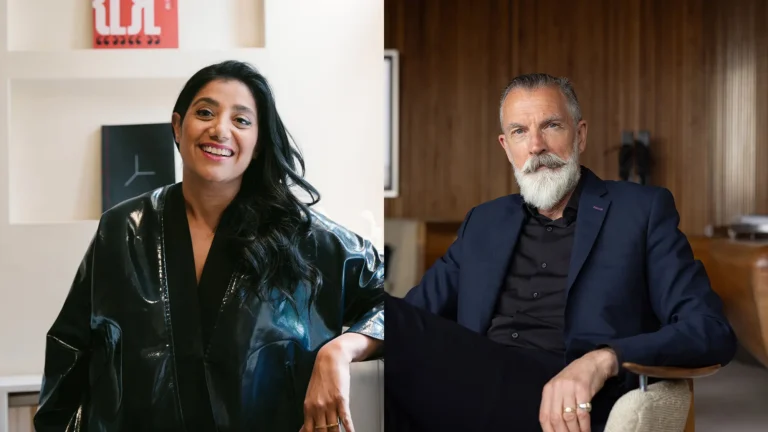 Headshots of distinguished designers, Suchi Reddy and Michael Simcoe