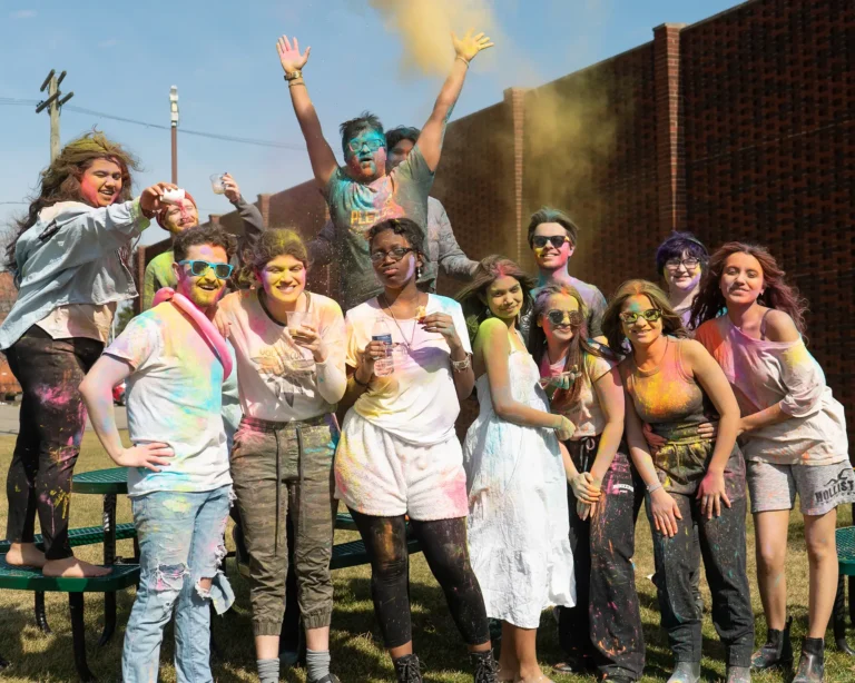 Students having fun during Holi