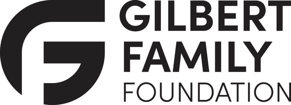 Gilbert Family Foundation logo featuring a stylized black monogram icon on the left and stacked text on the right.